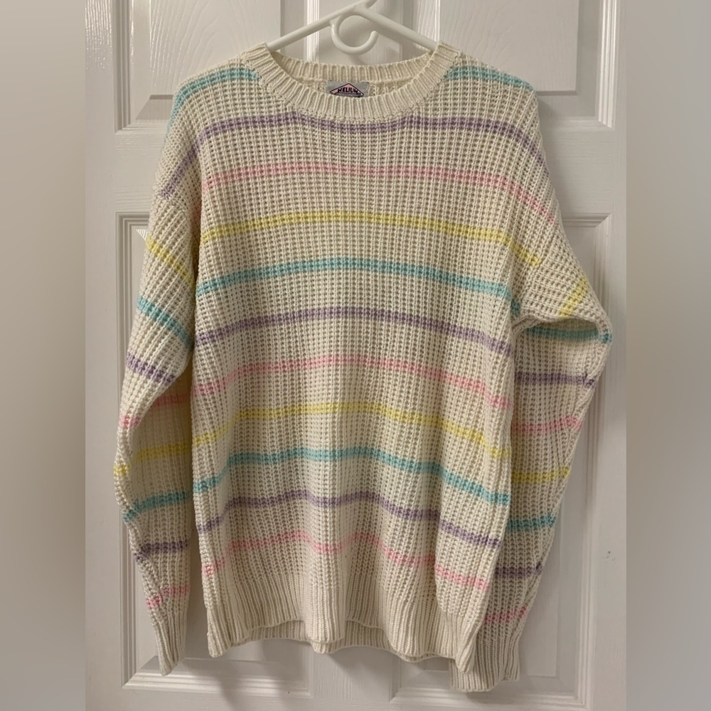 Vintage 80’s Helium Pastel Striped Sweater SZ Medium